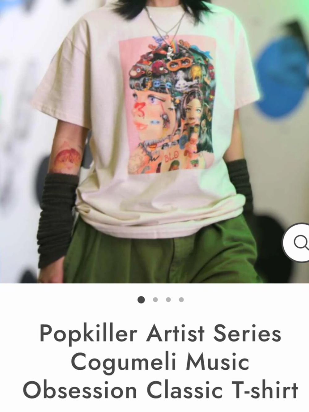 Popkiller Artist Series Cogumeli Music Obsession Classic T-Shirt Natural NWOT